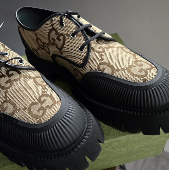 Gucci Macro GG Canvas Derby Shoes - Picture 6 of 8
